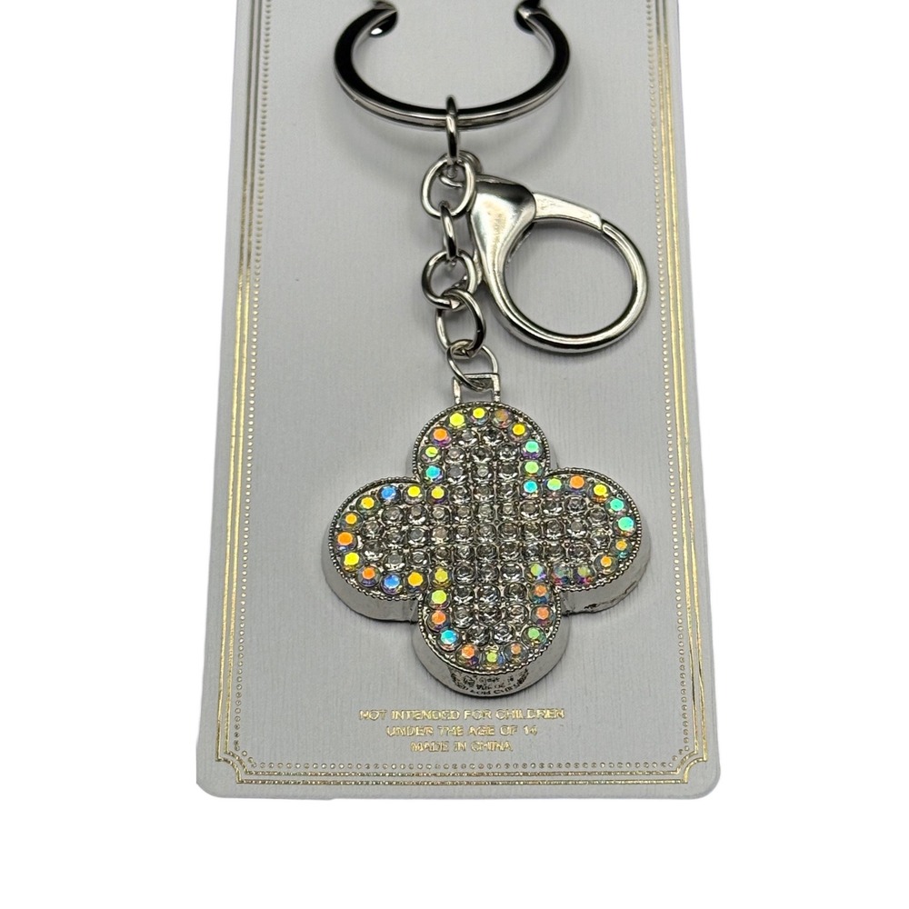 Lucky Clover Rhinestone Keychain‎ Sparkly Charms Bag Purse Accessory Gift
